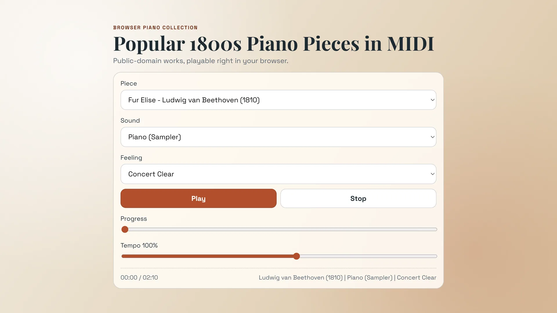 Screenshot of MIDI Piano