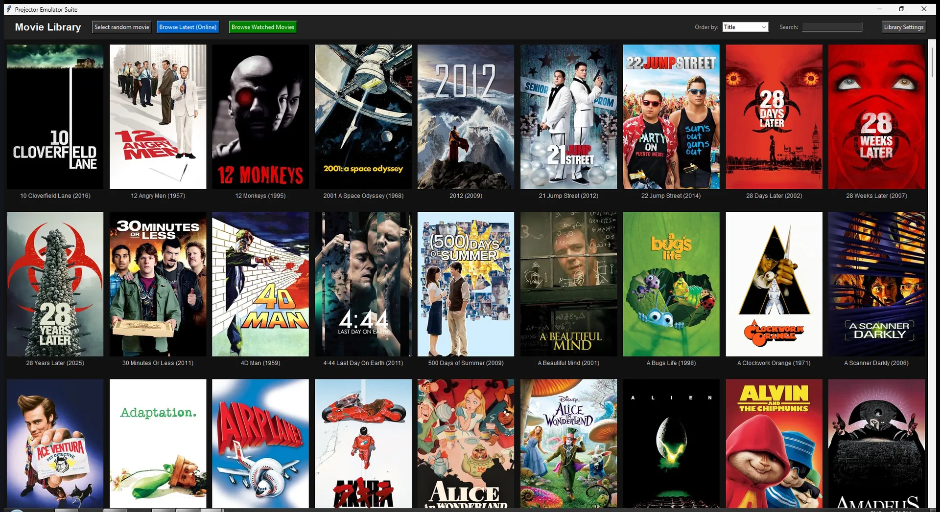 Screenshot of Movie Projector Emulator