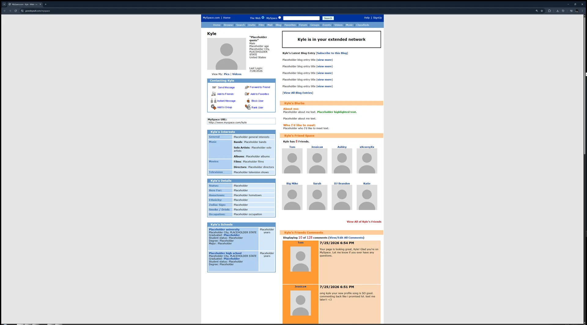 Screenshot of MySpace Recreation